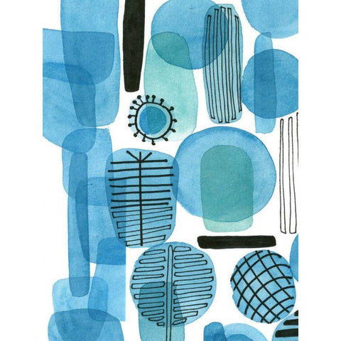 Mod Orbit I Black Modern Wood Framed Art Print with Double Matting by Velasquez, Deborah