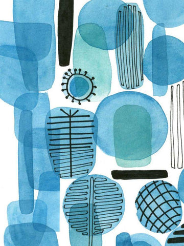 Mod Orbit I Black Ornate Wood Framed Art Print with Double Matting by Velasquez, Deborah