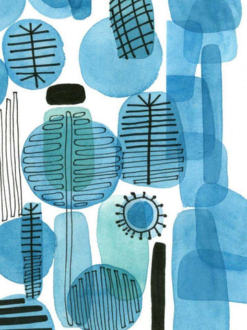 Mod Orbit II Black Ornate Wood Framed Art Print with Double Matting by Velasquez, Deborah