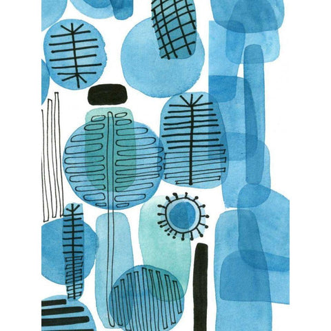 Mod Orbit II Gold Ornate Wood Framed Art Print with Double Matting by Velasquez, Deborah