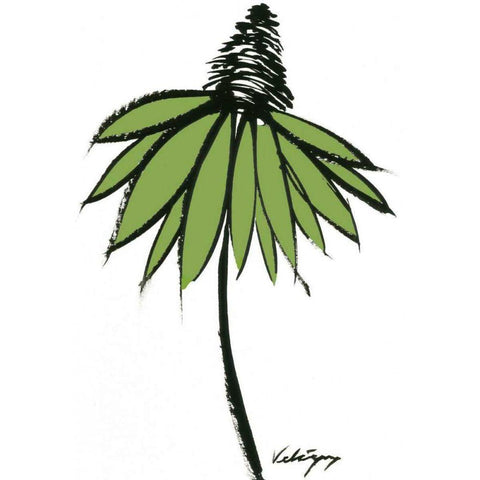 Graphic Cone Flower II White Modern Wood Framed Art Print by Velasquez, Deborah