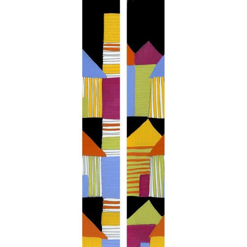 2-Up Village I White Modern Wood Framed Art Print by Velasquez, Deborah