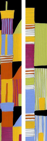 2-Up Village II Black Ornate Wood Framed Art Print with Double Matting by Velasquez, Deborah