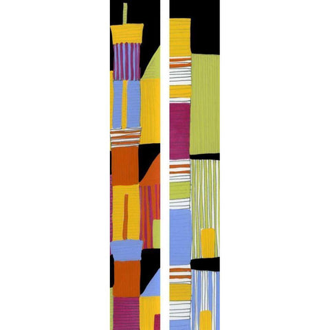 2-Up Village II Black Modern Wood Framed Art Print by Velasquez, Deborah