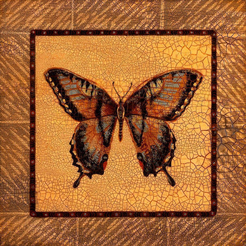 Crackled Butterfly - Swallowtail Black Modern Wood Framed Art Print by Russell, Wendy