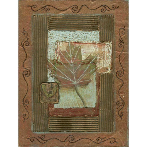 Leaf Quartet II Gold Ornate Wood Framed Art Print with Double Matting by Russell, Wendy