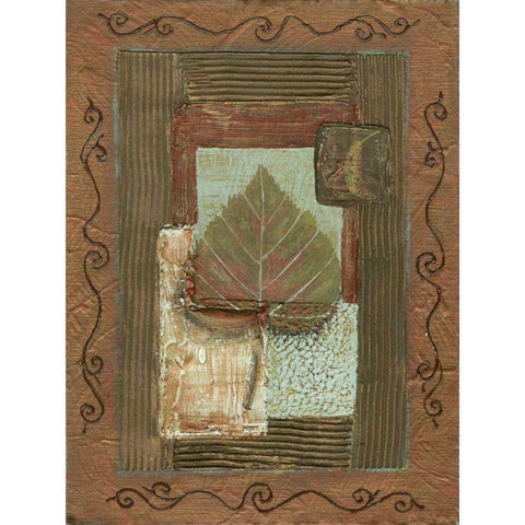 Leaf Quartet III Gold Ornate Wood Framed Art Print with Double Matting by Russell, Wendy