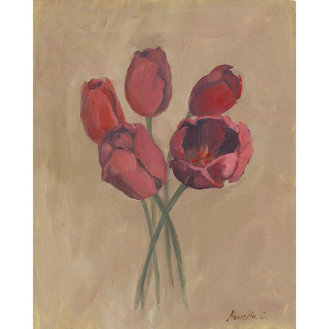 Blooms and Stems I White Modern Wood Framed Art Print by Cohen, Marietta