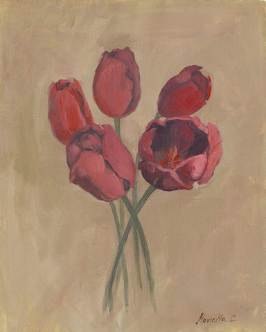 Blooms and Stems I White Modern Wood Framed Art Print with Double Matting by Cohen, Marietta