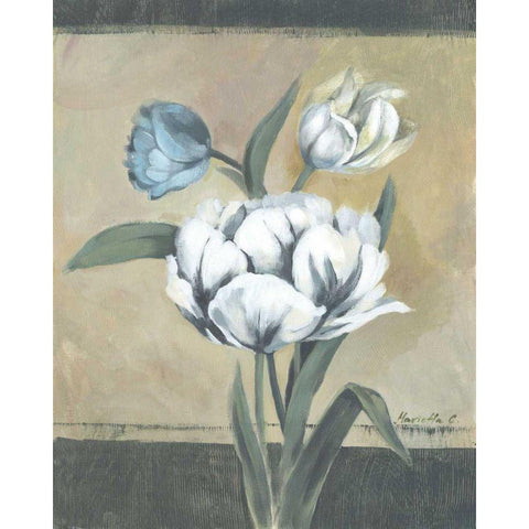 White Tulips I Black Modern Wood Framed Art Print with Double Matting by Cohen, Marietta