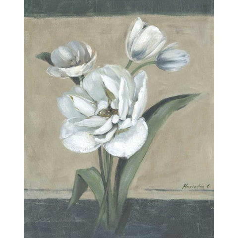 White Tulips II Gold Ornate Wood Framed Art Print with Double Matting by Cohen, Marietta