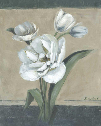 White Tulips II White Modern Wood Framed Art Print with Double Matting by Cohen, Marietta