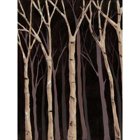 Midnight Birches I Black Modern Wood Framed Art Print by Reynolds, Jade