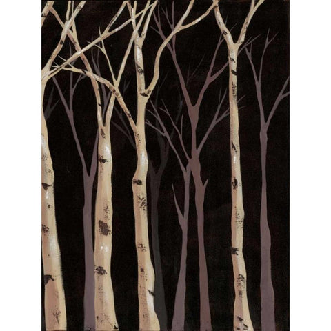 Midnight Birches II Gold Ornate Wood Framed Art Print with Double Matting by Reynolds, Jade