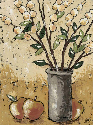 Leaves and Apples White Modern Wood Framed Art Print with Double Matting by Reynolds, Jade