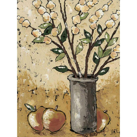 Leaves and Apples Black Modern Wood Framed Art Print by Reynolds, Jade