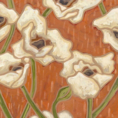 Persimmon Floral I Black Modern Wood Framed Art Print by Deans, Karen