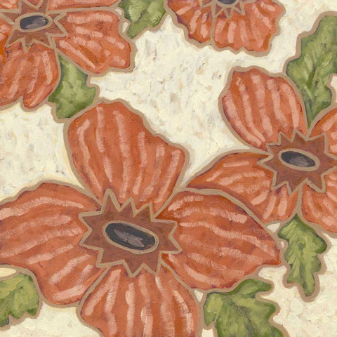 Persimmon Flora II Black Ornate Wood Framed Art Print with Double Matting by Deans, Karen