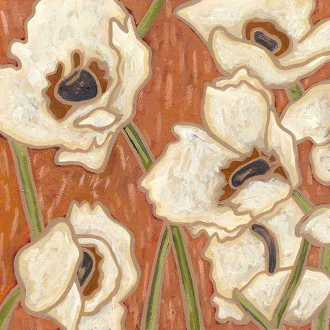 Persimmon Floral III Black Modern Wood Framed Art Print with Double Matting by Deans, Karen