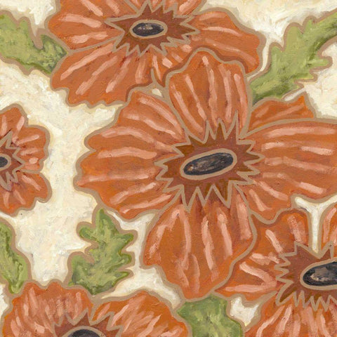 Persimmon Floral IV White Modern Wood Framed Art Print by Deans, Karen