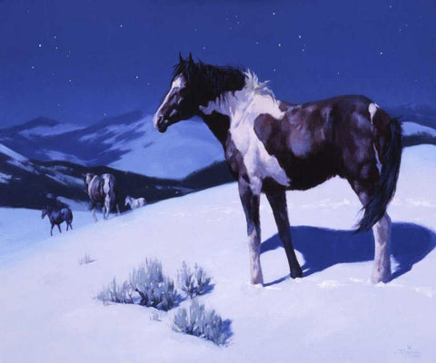 Painted Night White Modern Wood Framed Art Print with Double Matting by Chapman, Julie T.