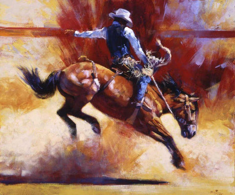 Yeehaw! Black Ornate Wood Framed Art Print with Double Matting by Chapman, Julie T.