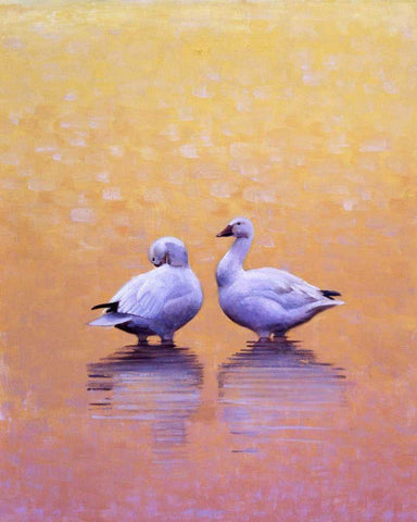 Dawn Meditation White Modern Wood Framed Art Print with Double Matting by Chapman, Julie T.