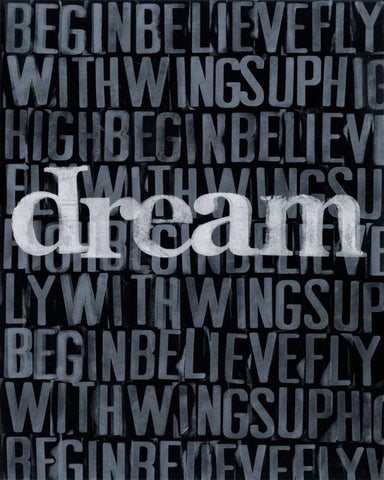 Dream Imagine... I White Modern Wood Framed Art Print with Double Matting by Velasquez, Deborah