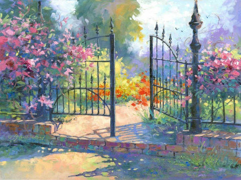 Into the Garden Black Ornate Wood Framed Art Print with Double Matting by Pollard, Julie G.