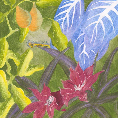 Tropical Monotype V White Modern Wood Framed Art Print by Roth, Carolyn