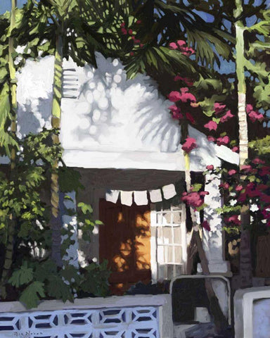 Conch Republic II White Modern Wood Framed Art Print with Double Matting by Novak, Rick