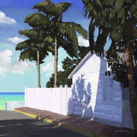 Conch Republic V White Modern Wood Framed Art Print with Double Matting by Novak, Rick