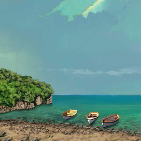 Sailing Serenity II Gold Ornate Wood Framed Art Print with Double Matting by Novak, Rick