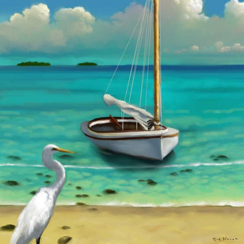 Sailing Serenity IV Black Modern Wood Framed Art Print with Double Matting by Novak, Rick