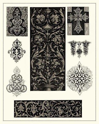 Baroque Details I Black Ornate Wood Framed Art Print with Double Matting by Vision Studio