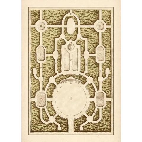 Garden Maze I Black Modern Wood Framed Art Print by Blondel