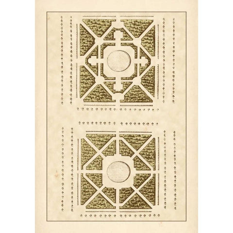 Garden Maze IV Gold Ornate Wood Framed Art Print with Double Matting by Blondel