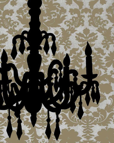 Chandelier Silhouette II Black Ornate Wood Framed Art Print with Double Matting by Harper, Ethan