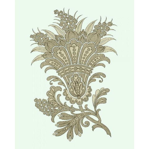 Celadon Floral Motif I Gold Ornate Wood Framed Art Print with Double Matting by Vision Studio