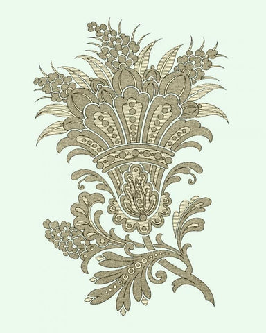 Celadon Floral Motif I Black Ornate Wood Framed Art Print with Double Matting by Vision Studio