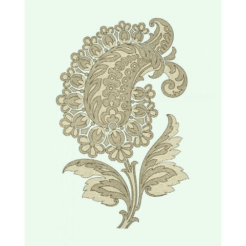 Celadon Floral Motif II Black Modern Wood Framed Art Print with Double Matting by Vision Studio