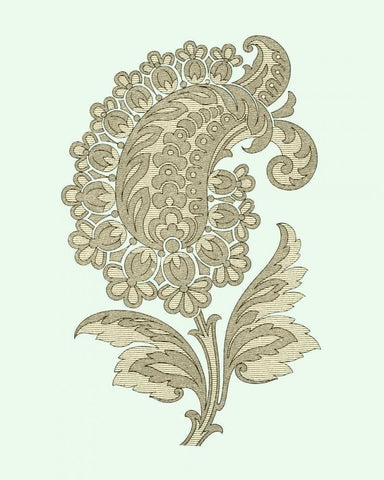 Celadon Floral Motif II Black Ornate Wood Framed Art Print with Double Matting by Vision Studio