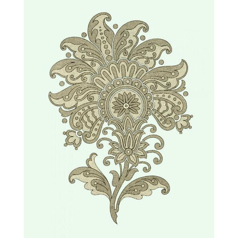 Celadon Floral Motif III Gold Ornate Wood Framed Art Print with Double Matting by Vision Studio