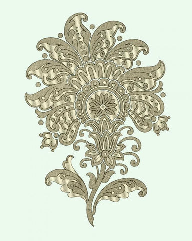 Celadon Floral Motif III Black Ornate Wood Framed Art Print with Double Matting by Vision Studio