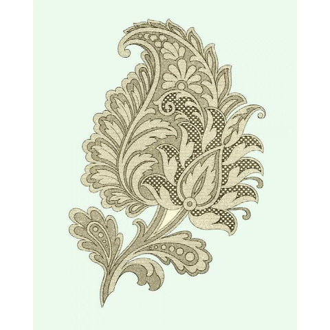 Celadon Floral Motif IV Gold Ornate Wood Framed Art Print with Double Matting by Vision Studio