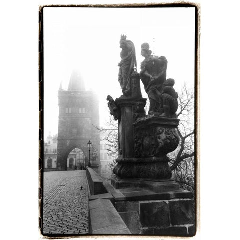 Charles Bridge in Morning Fog II Black Modern Wood Framed Art Print with Double Matting by DeNardo, Laura