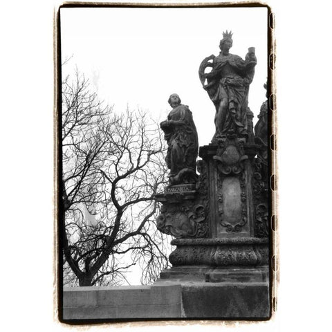 Charles Bridge in Morning Fog III White Modern Wood Framed Art Print by DeNardo, Laura