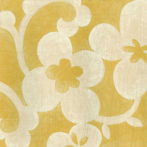 Suzani Silhouette in Yellow I White Modern Wood Framed Art Print with Double Matting by Zarris, Chariklia