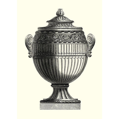 Mini BW Empire Urn II - ZHC White Modern Wood Framed Art Print by Vision Studio