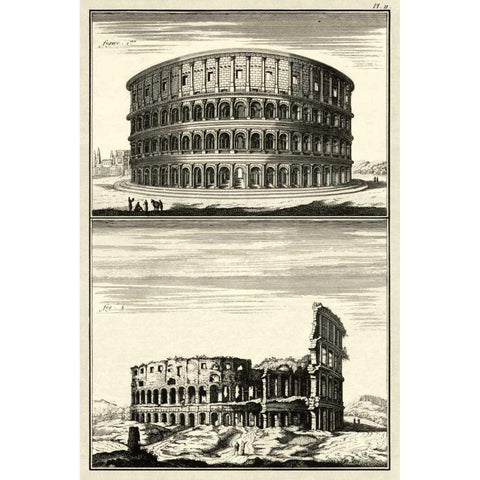 The Colosseum Gold Ornate Wood Framed Art Print with Double Matting by Diderot, Denis